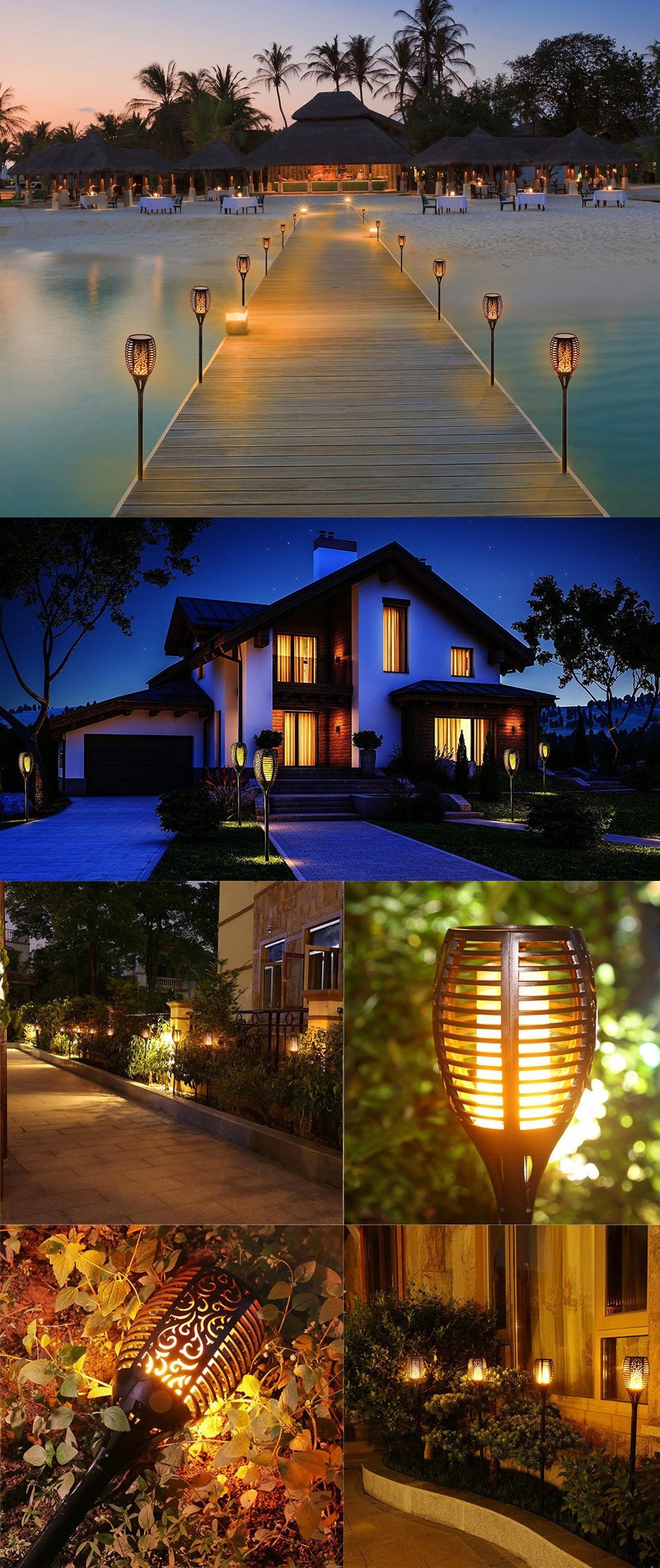 LED Solar Flame Flickering Lawn Lamp