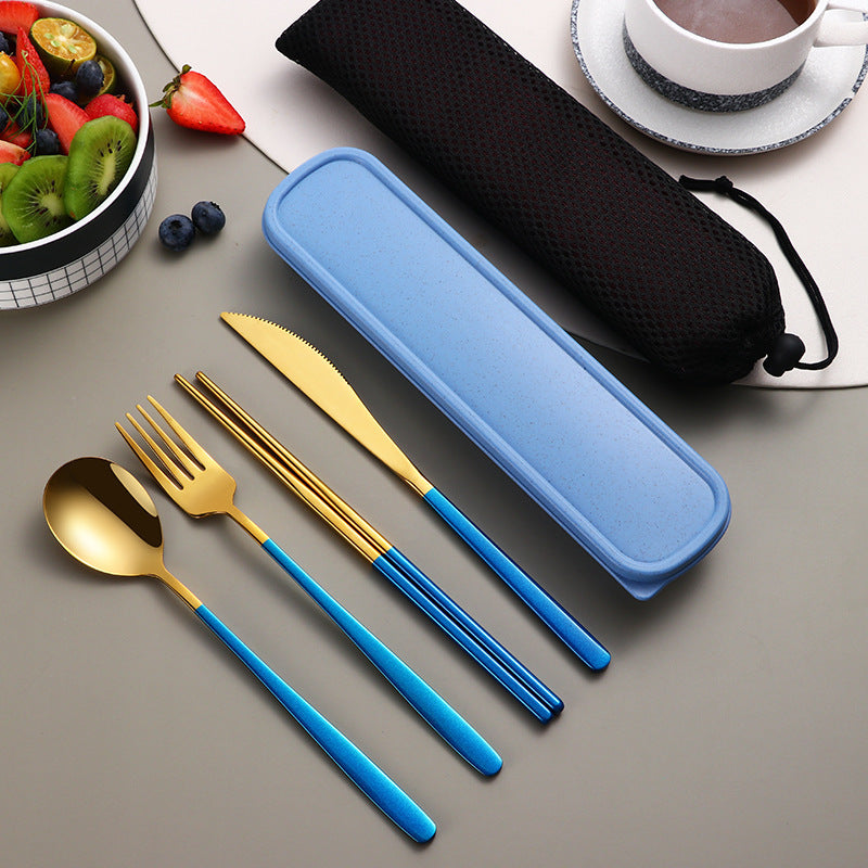 Gold 304 Stainless Steel Portable Flatware Set