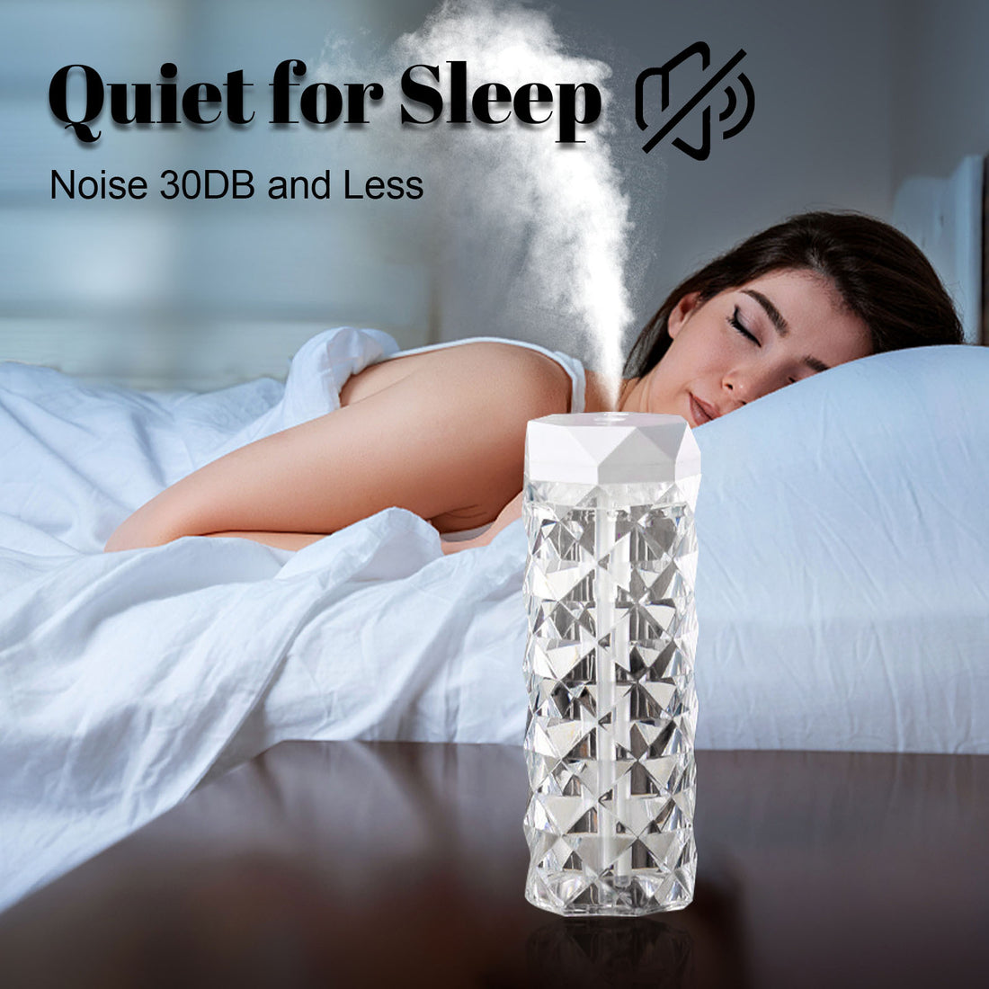 Crystal Lamp Air Humidifier with LED Night Light