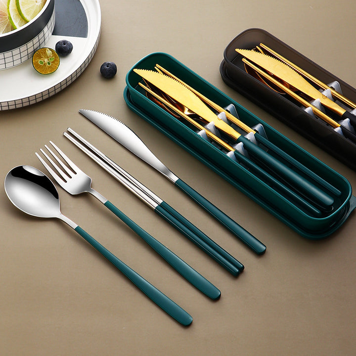 Gold 304 Stainless Steel Portable Flatware Set