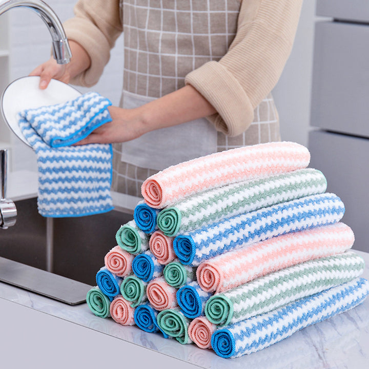 Super Absorbent Coral Fleece Kitchen Cleaning Rags