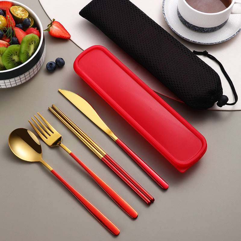 Gold 304 Stainless Steel Portable Flatware Set