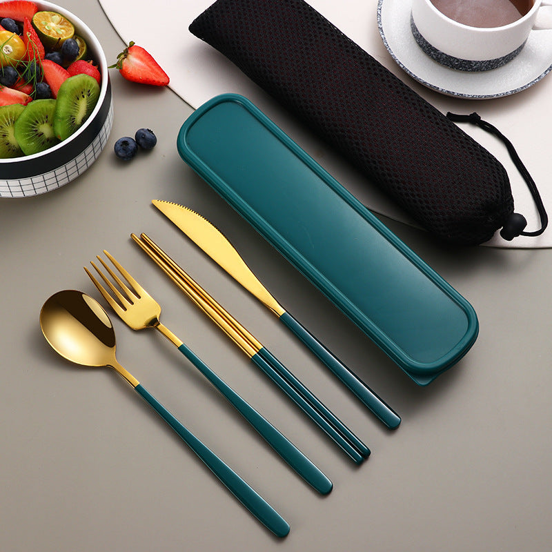 Gold 304 Stainless Steel Portable Flatware Set